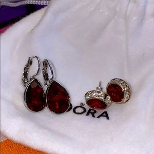 Swarovski Red Earrings (2 Pairs)